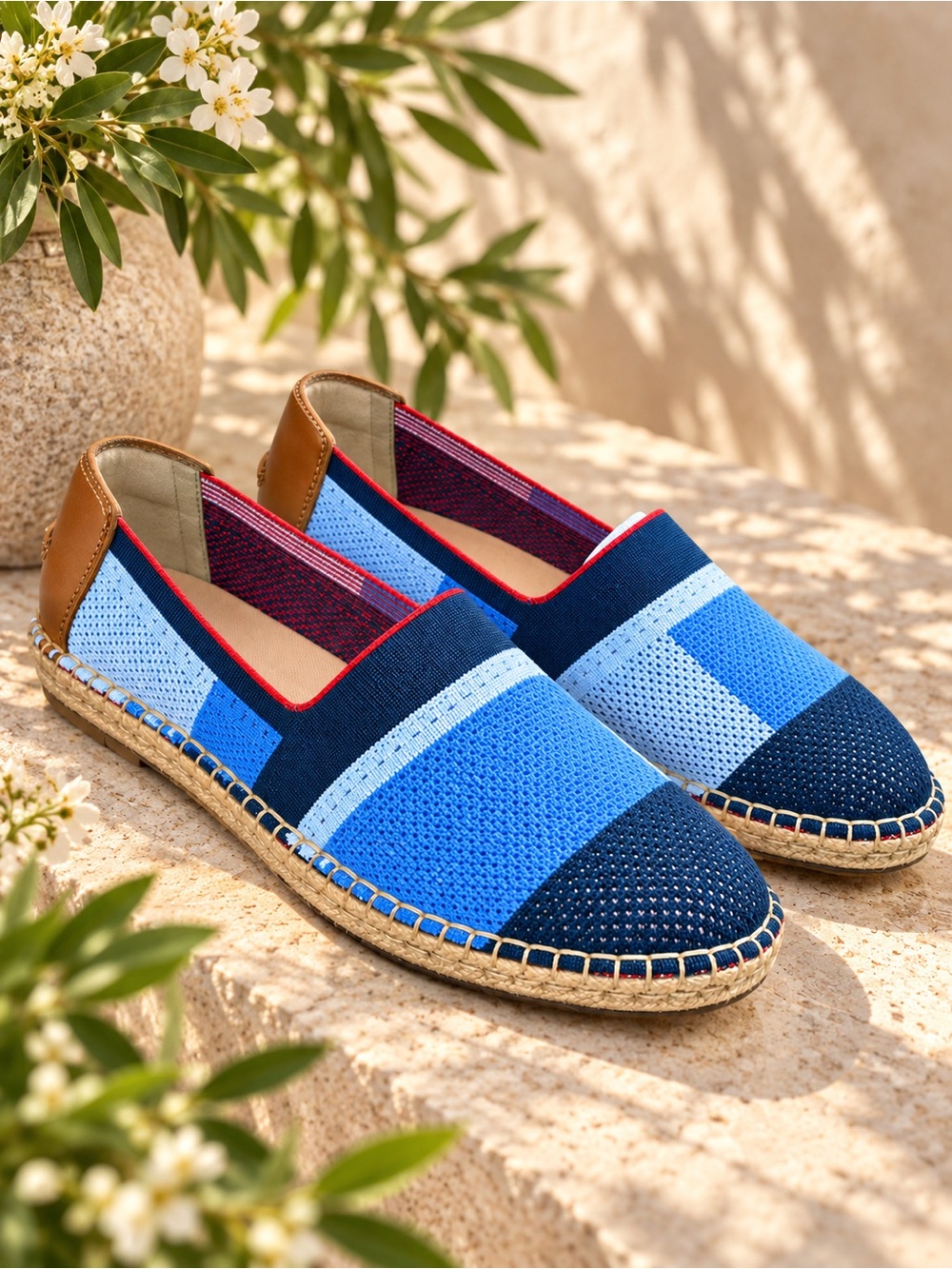 Cole Haan Pinch Maine Stitchlite Espadrille Flats Blue Red Womenâs Size 9 NWOB